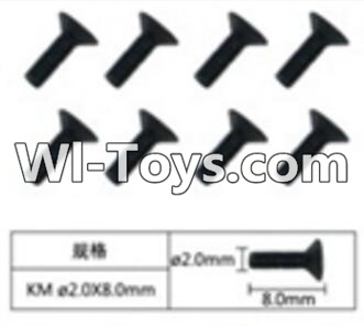 FeiYue FY-05 FY05 Parts-W12063 Inner Hexagon Flat head machine screws(8pcs)-2.0X8mm,FeiYue FY-05 RC Car Parts,FY05 FY-05 RC Truck Spare parts Accessories,1:12 4WD High Speed Buggy Parts
