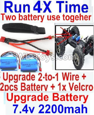 FeiYue FY-11 Spare Parts-45-08 Upgrade 2-to-1 wire and Velcro & 2pcs Battery-Two battery can be used together,Run 2x Time than usual,FY11 FY-11 RC Racing Car Truck Spare parts Accessories,1:12 4WD High Speed RC Buggy Parts