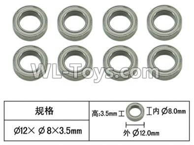 FeiYue FY-11 Spare Parts-56-11 XLF-1017 Bearing(8pcs)-12X8X3.5mm,FY11 FY-11 RC Racing Car Truck Spare parts Accessories,1:12 4WD High Speed RC Buggy Parts