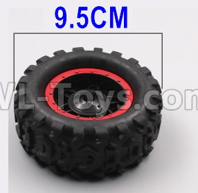 HB 1:14 RC Car Spare Parts-07-02 Whole Wheel Unit-Diameter-about 9.5cm-Red(1pcs),HB Toys 666-1501 1502 1503 1504 RC Truck Car Spare Parts Accessories,HB Toys 1:14 Replacement Spare Parts