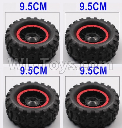 HB 1:14 RC Car Spare Parts-08-02 Whole Wheel Unit-Diameter-about 9.5cm-Red(4pcs),HB Toys 666-1501 1502 1503 1504 RC Truck Car Spare Parts Accessories,HB Toys 1:14 Replacement Spare Parts