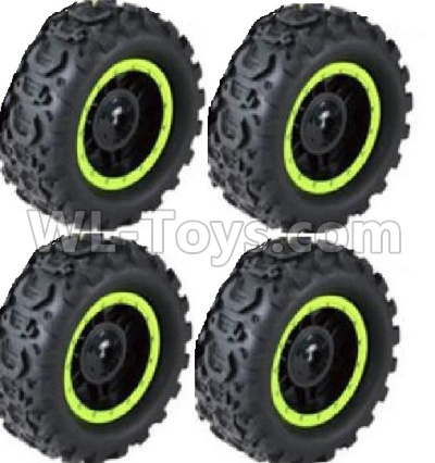 HB 1:14 RC Car Spare Parts-08-03 Whole Wheel Unit-Diameter-about 9.5cm-Green(4pcs),HB Toys 666-1501 1502 1503 1504 RC Truck Car Spare Parts Accessories,HB Toys 1:14 Replacement Spare Parts