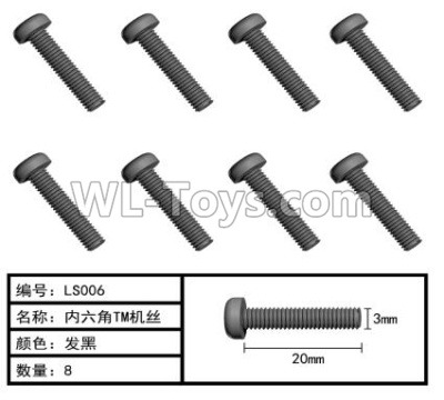 HG P407 LS006 Inner Hexagonal TM screws-Φ3x20mm(8pcs),HG P407 RC Truck Spare parts Accessories,HG P407 1:10 RC Car Parts