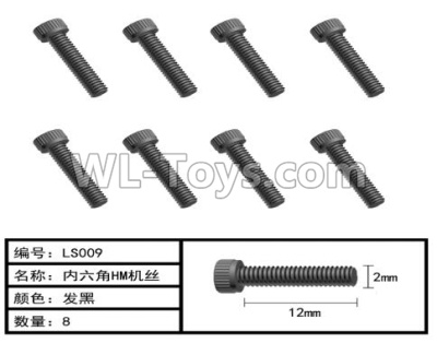 HG P407 LS009 Inner Hexagonal HM screws-Φ2x12mm(8pcs),HG P407 RC Truck Spare parts Accessories,HG P407 1:10 RC Car Parts