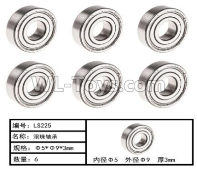 HG P407 LS225 Ball bearing(6pcs)-Φ5xΦ9x3mm,HG P407 RC Truck Spare parts Accessories,HG P407 1:10 RC Car Parts