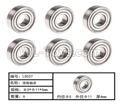 HG P407 LS027 Ball bearing(6pcs)-Φ5xΦ11x4mm,HG P407 RC Truck Spare parts Accessories,HG P407 1:10 RC Car Parts