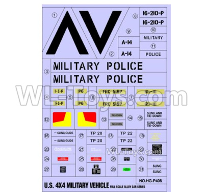 HG P408 Parts-Sticker A,HG P408 Kfor Parts,HG P408 Humvee RTR Parts