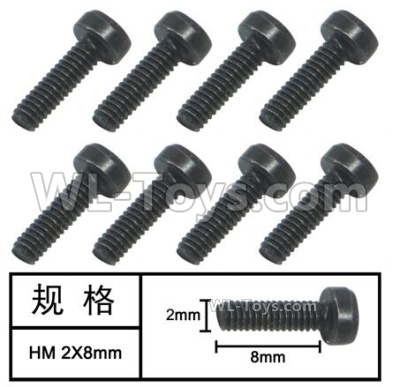 HG P408 Parts-Cup Head Inner-Hexagonal HM machine screw-8pcs-Φ2x8mm-W05010,HG P408 Kfor Parts,HG P408 Humvee RTR Parts