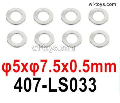 HG P410 Parts 407-LS033 Gasket,φ5xφ7.5x0.5mm for 1/10 HengGuan P410 Raptor Pickup RC Car Vehicles Model.Total 8pcs.