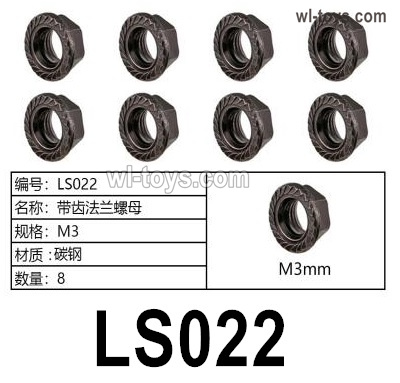 HG P410 Parts LS022 M3 toothed flange nut for 1/10 HengGuan P410 Raptor Pickup RC Car Vehicles Model.Total 8pcs.