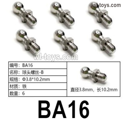 HG P410 Parts BA16 Ball head screws-B,Φ3.8x10.2mm for 1/10 HengGuan P410 Raptor Pickup RC Car Vehicles Model.Total 6pcs.