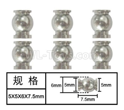 HG P601 Parts-Ball head 1 Parts-(6pcs) Parts-5x5x6x7.5mm-W02015,HG P601 6x6 1/10 Parts