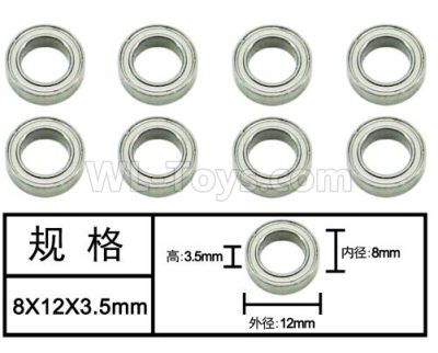 HG P601 Bearing Parts-Ball bearing(8pcs) Parts-8x12x3.5mm-W04005,HG P601 6x6 1/10 Parts