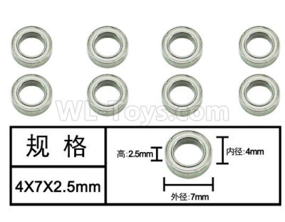 HG P601 Bearing Parts-Ball bearing(8pcs) Parts-4x7x2.5mm-W04007,HG P601 6x6 1/10 Parts