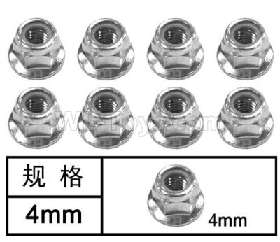 HG P601 Parts-Flanged nylon locknut(8pcs) Parts-4mm-W05001,HG P601 6x6 1/10 Parts