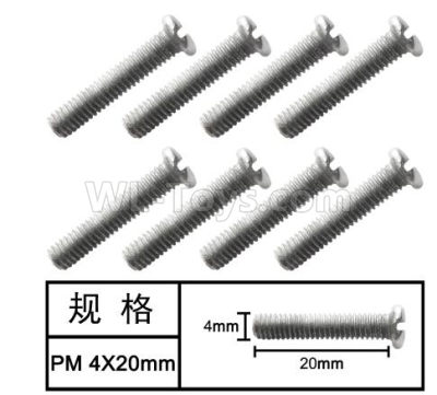 HG P601 Screw Parts-Cross large round head machine screw(8pcs) Parts-4x20mm-W05008,HG P601 6x6 1/10 Parts