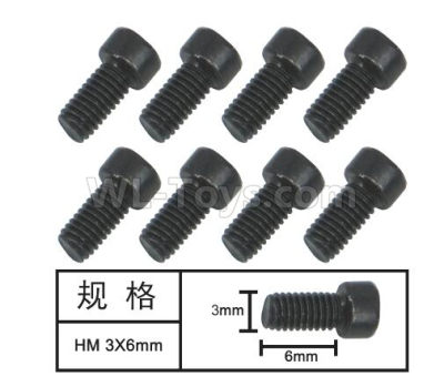 HG P601 Screw Parts-Cup head screw(8pcs) Parts-3x6mm-W05013,HG P601 6x6 1/10 Parts