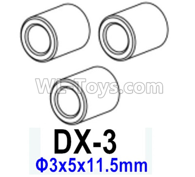 HG P602 Parts-Planetary gear sleeve-DX-3,Total 3pcs,Aluminum alloy-Φ3x5x11.5mm,HG P602 1/12 Parts