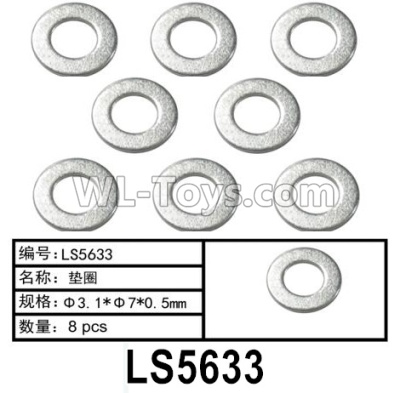 HG P602 Parts-LS5633,Gasket,Total 8pcs,Φ3.1x7x0.5mm,HG P602 1/12 Parts