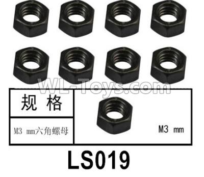 HG P602 Parts-LS019 M3 Hex nut,Total 8pcs,HG P602 1/12 Parts
