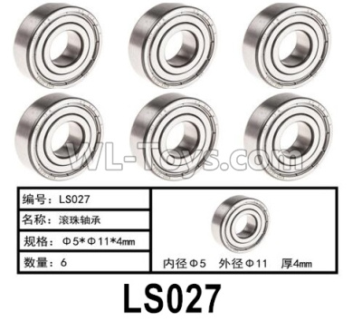 HG P602 Parts-407-LS027,Rolling bearings-Φ5x11x4mm,Total 6pcs,HG P602 1/12 Parts