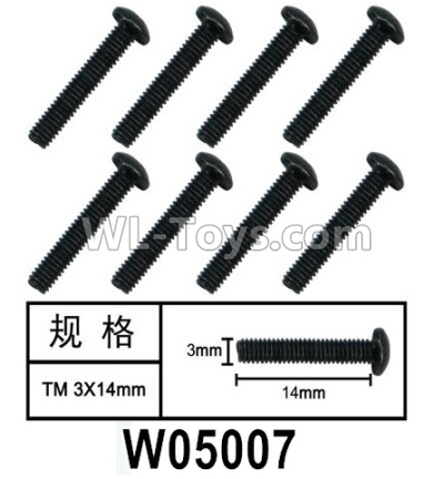 HG P602 Parts-W05007 Screws-3x14mm,Hexagon TM Screws,Total 8pcs,HG P602 1/12 Parts