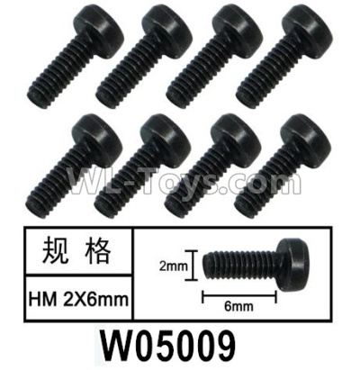 HG P602 Parts-W05009 Screws-2x6mm,Hexagon HM Screws,Total 8pcs,HG P602 1/12 Parts