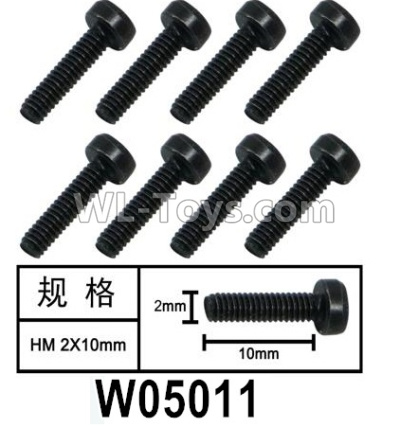 HG P602 Parts-W05011 Screws-2x10mm,Hexagon HM Screws,Total 8pcs,HG P602 1/12 Parts