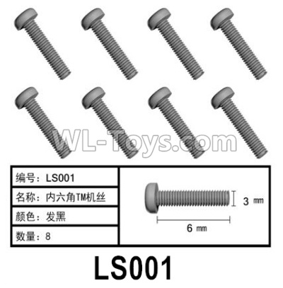 HG P602 Parts-LS001 Screws,Hexagon TM Screws-3x6mm,Total 8pcs,HG P602 1/12 Parts
