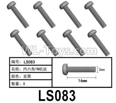 HG P602 Parts-LS083 Screws-3x16mm,Hexagon TM Screws,Total 8pcs,HG P602 1/12 Parts
