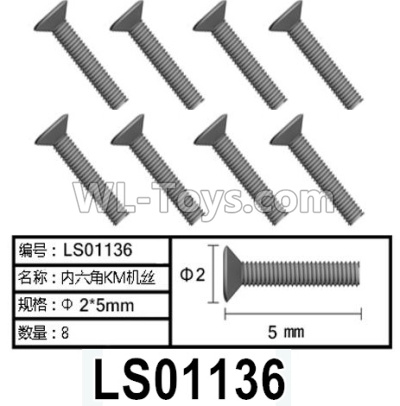 HG P602 Parts-LS01136 Screws-2x5mm,Hexagon KM Screws,Total 8pcs,HG P602 1/12 Parts