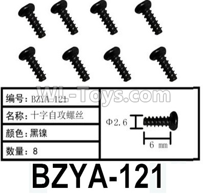 HG P602 Parts-BZYA-121 Screws-2.6x6mm,Phillips self-tapping screws,Total 8pcs,HG P602 1/12 Parts