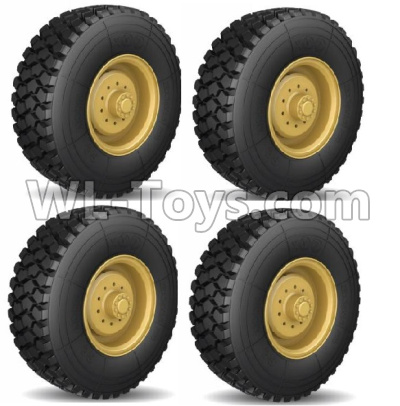 HG P803A 8ASS-115 US. Military truck Parts.Main Wheel unit(4 Set)-R110 All Terrain tyers-Yellow or Green color.HG RC Models HEMTT 8X8 M983 US Army Military Vehicle Spare Accessories.