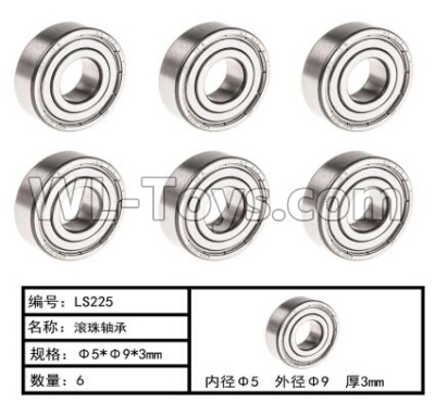 HG P803A LS225 Parts.Ball Bearing.(6pcs)-Φ5XΦ9X3mm.HG RC Models HEMTT 8X8 M983 US Army Military Vehicle Spare Accessories.