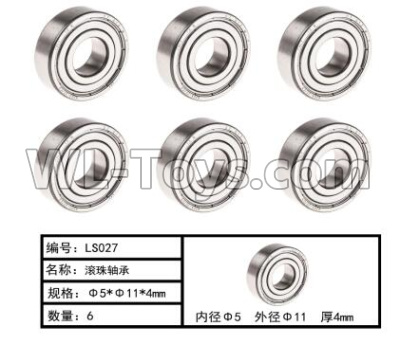 HG P803A LS027 Parts.Ball Bearing.(6pcs)-Φ5XΦ11X4mm.HG RC Models HEMTT 8X8 M983 US Army Military Vehicle Spare Accessories.