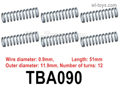 HG P806 Parts Suspension damping spring (Soft). TBA090. Wire diameter is 0.9mm, length is 51mm, outer diameter is 11.9mm, The number of turns is 12.HG P806 TRASPED Semi Trailer Parts,HG P806 1/12 Truck Parts
