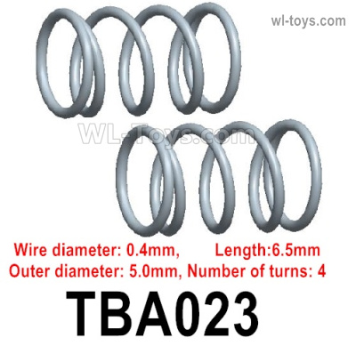 HG P806 Parts Bracket spring.TBA023. Total 2pcs. Wire diameter: 0.4mm, length: 6.5mm, outer diameter: 5mm, number of turns: 4.HG P806 TRASPED Semi Trailer Parts,HG P806 1/12 Truck Parts