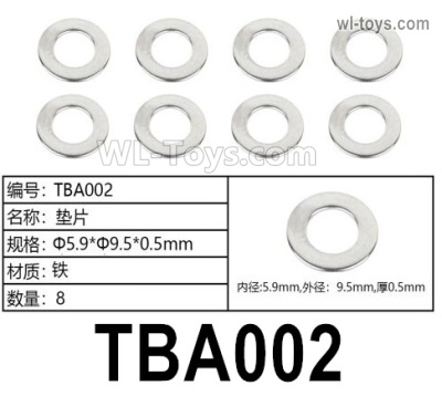 HG P806 Parts Gasket. TBA002. The size is Φ5.9xΦ9.5x0.5mm. Total 8pcs.HG P806 TRASPED Semi Trailer Parts,HG P806 1/12 Truck Parts