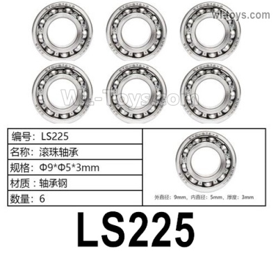 HG P806 Parts Ball bearing. LS225. The size is Φ9xΦ5x3mm. Total 6pcs.HG P806 TRASPED Semi Trailer Parts,HG P806 1/12 Truck Parts