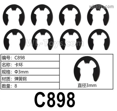 HG P806 Parts Φ3mm snap ring (middle). C898. Total 8pcs.HG P806 TRASPED Semi Trailer Parts,HG P806 1/12 Truck Parts