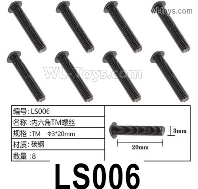 HG P806 Parts LS006. Hexagon socket TM screws. TM Φ3x20mm. Total 8pcs.HG P806 TRASPED Semi Trailer Parts,HG P806 1/12 Truck Parts