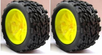 HSP 94188 spare parts-08071-02 wheel complete(Wheel Rim 08008+Tire 08043)-Include the Tire lether and wheel-Yellow(2 Set),HSP 94188 RC Car Truck Parts,HSP 1:10 RC Truck Spare parts Accessories,HSP 94188 Official Parts