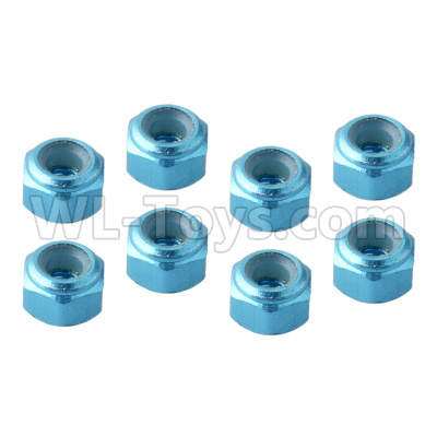 HSP 94188 spare parts-122048（02102)-04 Upgrades M3 Aluminum Alloy Locknuts(8pcs)-Lake Blue,Upgrade HSP 94188 RC Car Truck Parts,Upgrade HSP 1:10 RC Truck Spare parts Accessories,HSP 94188 Upgrade Parts