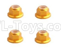 HSP 94188 spare parts-122049 (02055)-07 Upgrades M4 Aluminum Alloy Locknuts(4pcs)-Golden,Upgrade HSP 94188 RC Car Truck Parts,Upgrade HSP 1:10 RC Truck Spare parts Accessories,HSP 94188 Upgrade Parts