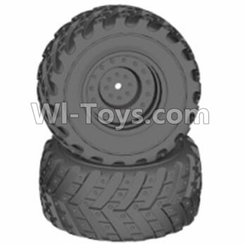 HBX 12813 Wheels Parts-Wheels Complete(2PCS)-(Include the Wheel hub and Tire lether) Parts-12621,1/12 HaiBoXing HBX 12813 Survivor MT RC Car Parts