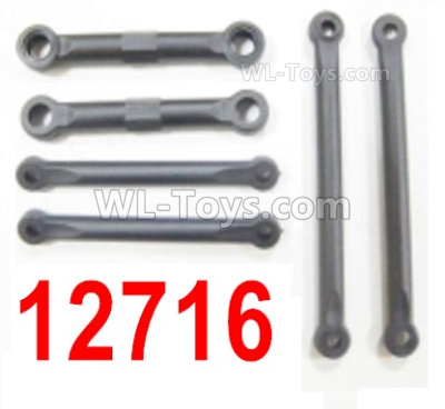 HBX 12895 Front Steering Links Rod, 2pcs + Servo Link Rod + Front Linkd, 2PCS. The replace accessories number is 12716