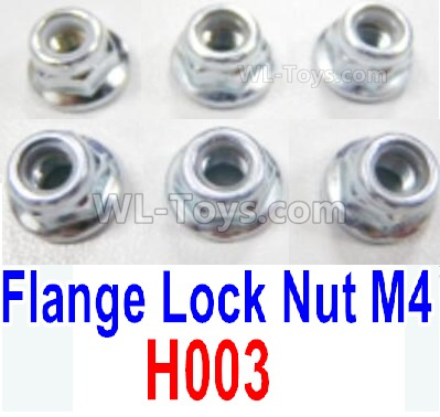 HBX 12895  M4 Flange Lock Nuts. Total 6pcs. The replace accessories number is H003