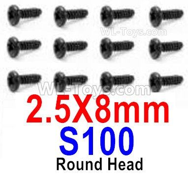 HBX 12895 Round Head Screws, The size is 3x15mm, Round Head Self Tapping Screws. Total 12pcs. The replace accessories number is S085