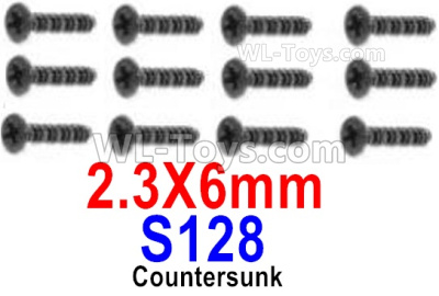 HBX 12895 Countersunk Head Screws, The size is KBHO 2.3x6mm, Countersunk Head Self Tapping Screws. Total 12pcs. The replace accessories number is S128
