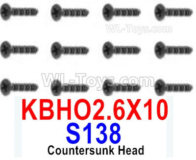 HBX 12895 Countersunk Head Screws, The size is KBHO 2.6x10mm, Countersunk Head Self Tapping Screws. Total 12pcs. The replace accessories number is S138